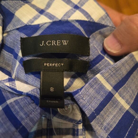 J.Crew Blue Plaid Perfect Shirt Women’s Size 8 NWT - Picture 3 of 10